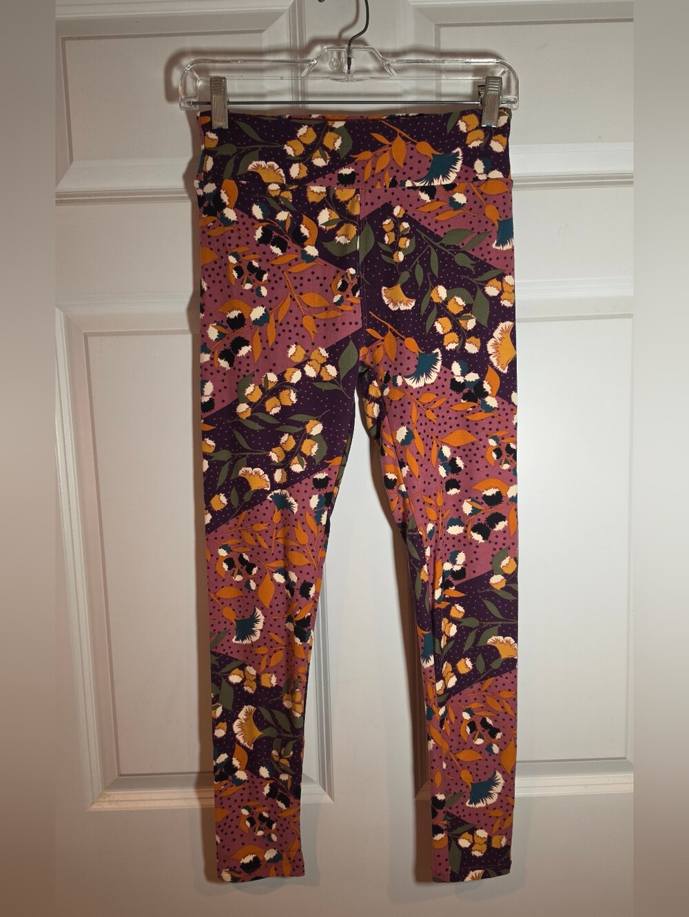 Lularoe Floral Print Stretch Leggings - Purple/Pink One Size